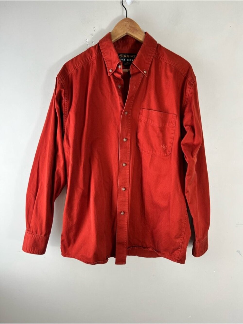 Ariat Pro Series Men’s 100% Cotton Brick Red Long Sleeve Button Down Shirt